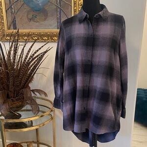 Lisa Rinna Collection Purple Plaid Blouse
